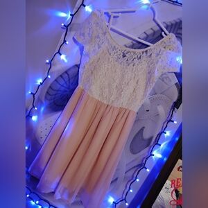 Speechless White Lace and Pink Skirt Kids Dress